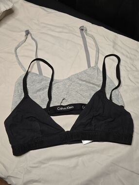 Calvin Klein Black & Light Gray Dual-Pack Cotton Bralettes